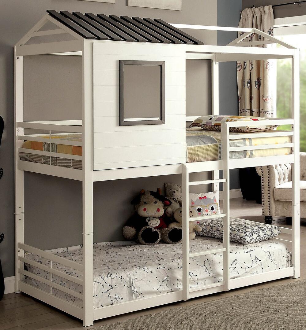Stockholm White Gun Metal Bunk Bed