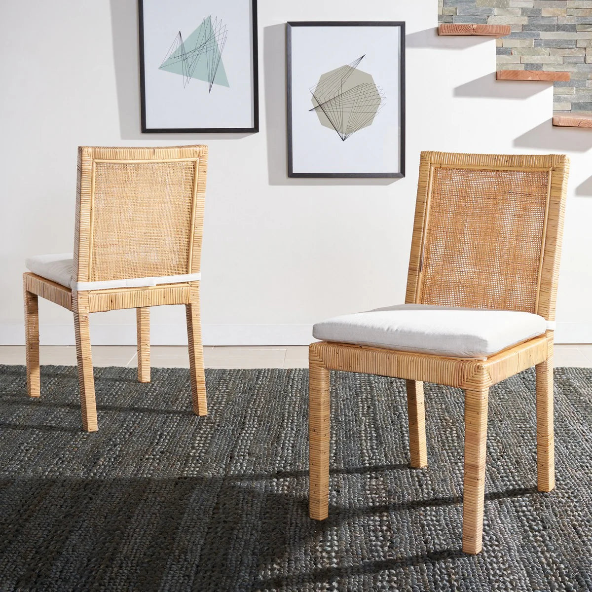 Tojo Cane Dining Chair with Cushion - Elegant and Comfortable Seating with a Natural Touch for Your Dining Area