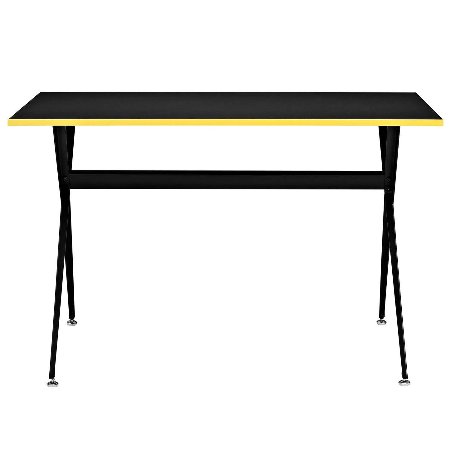 Expound Office Desk - Sleek Contemporary Design with Yellow Accents, Durable Melamine Top, and Sturdy Steel Legs