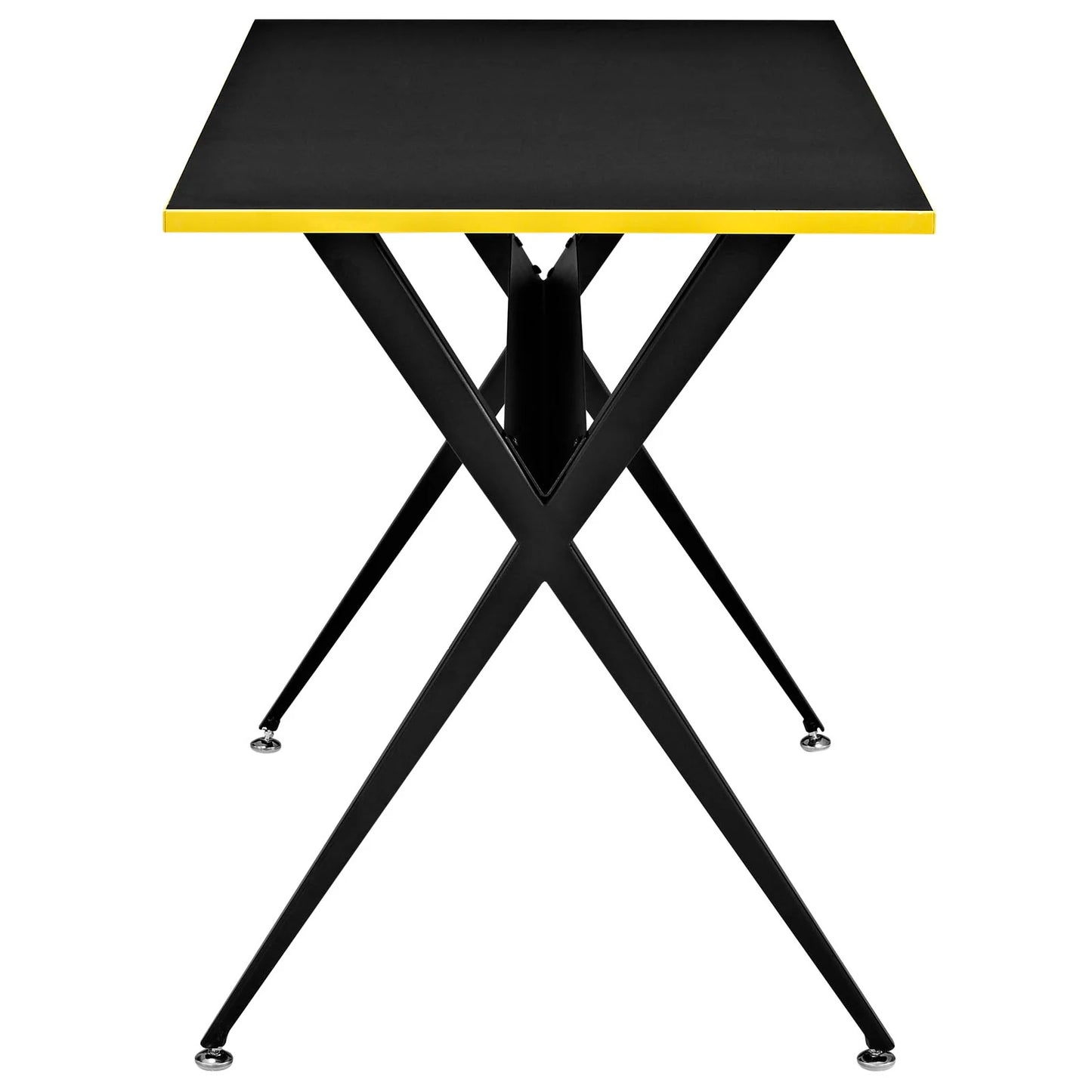 Expound Office Desk - Sleek Contemporary Design with Yellow Accents, Durable Melamine Top, and Sturdy Steel Legs