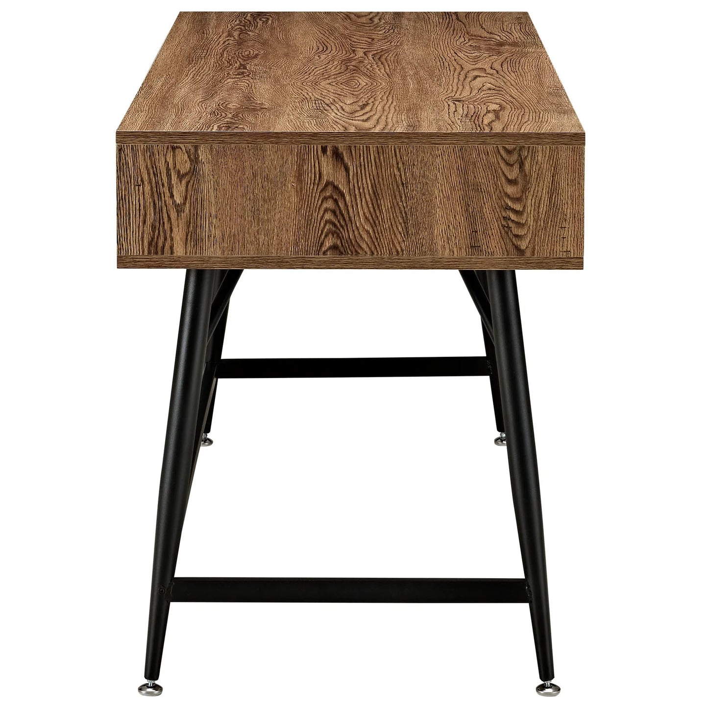 Surplus Industrial Modern Office Desk - Wood Grain Top, Storage Drawers, and Adjustable Glides for Functional Style