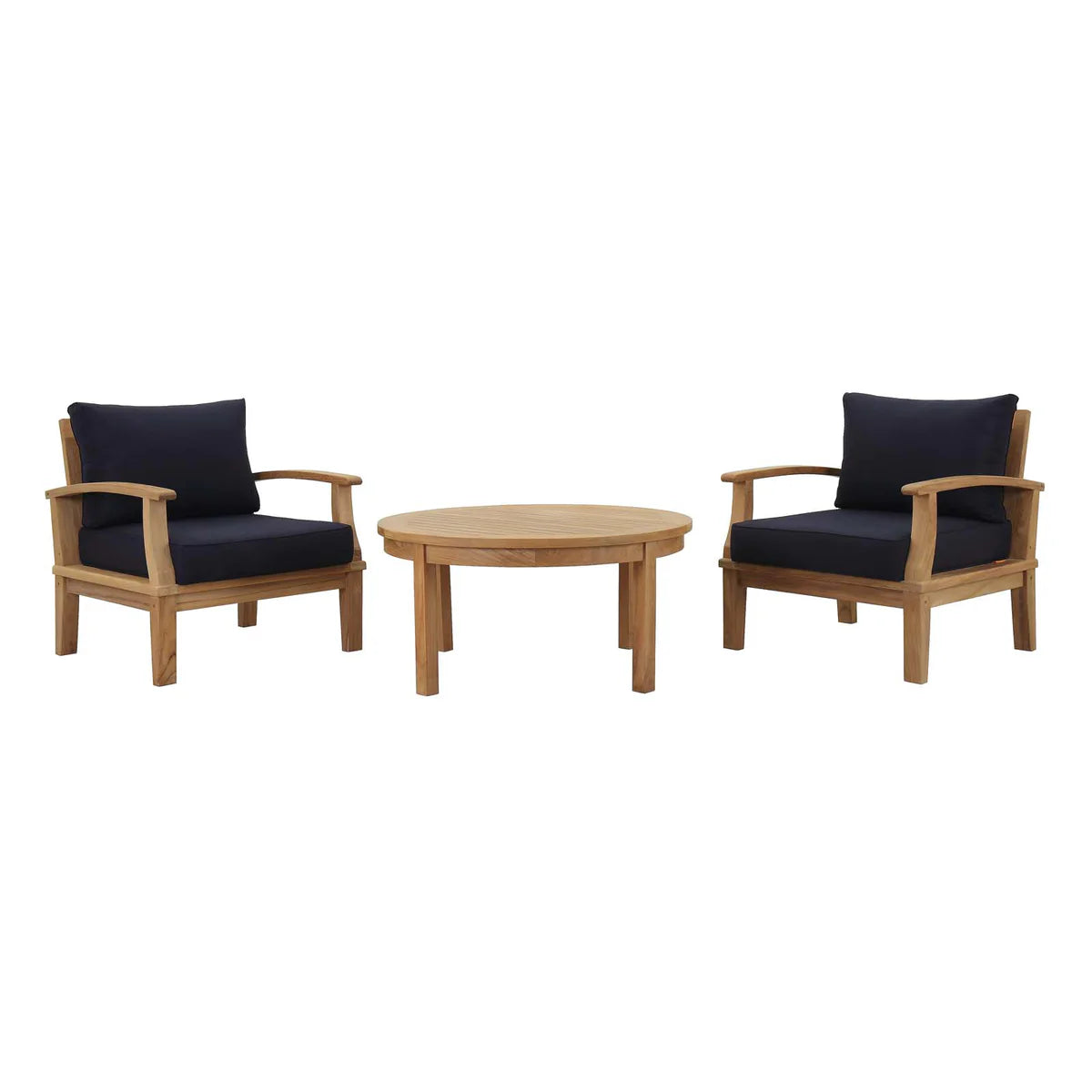 Marina 3-Piece Outdoor Patio Teak Set - Elegant and Durable Seating for Relaxed Outdoor Living