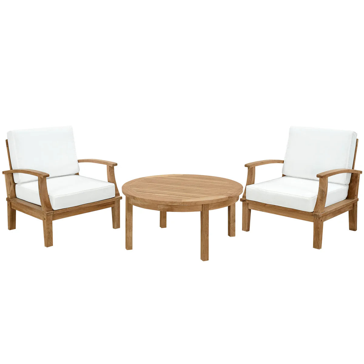 Marina 3-Piece Outdoor Patio Teak Set - Elegant and Durable Seating for Relaxed Outdoor Living
