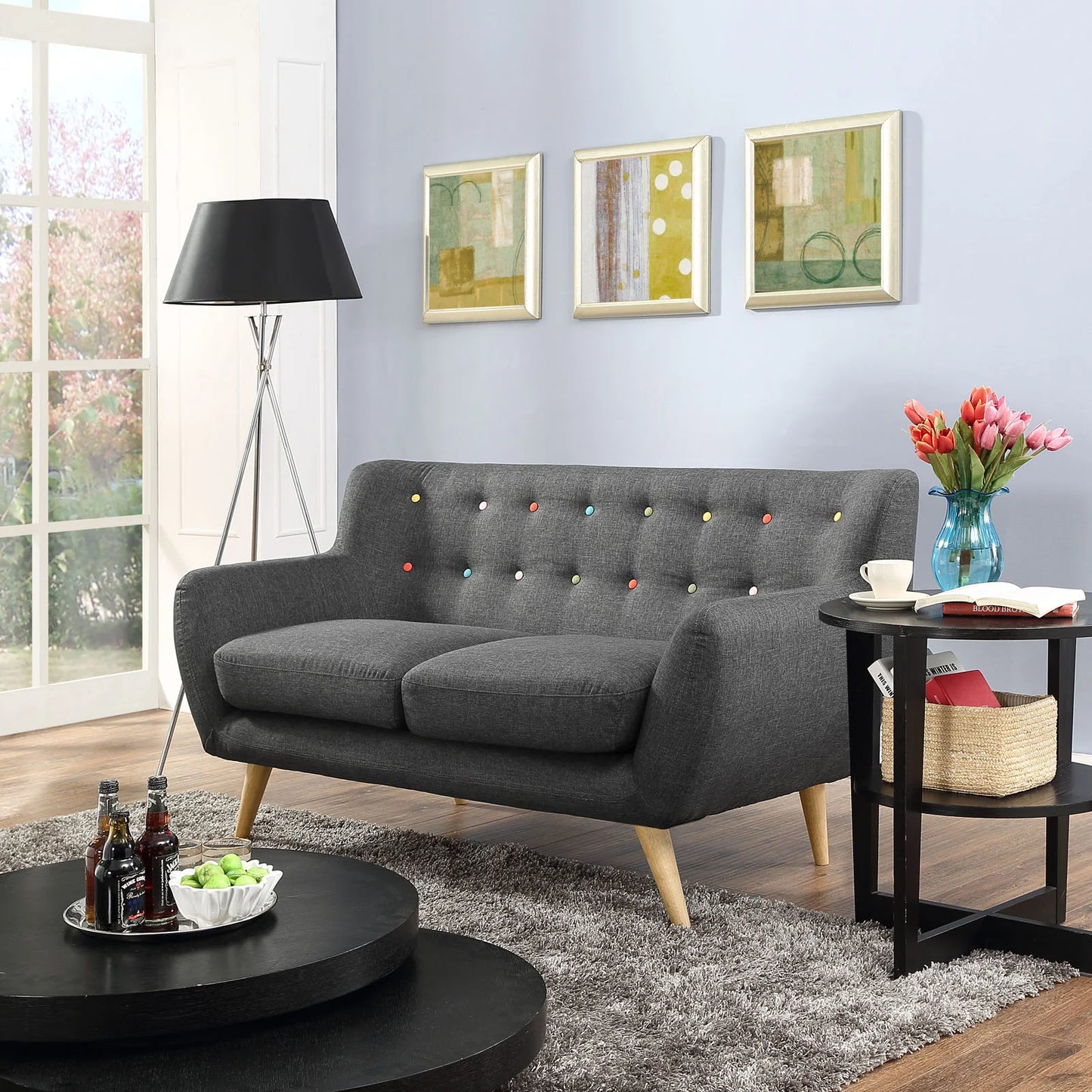 Remark Upholstered Fabric Loveseat - Cozy and Stylish Seating with a Soft Fabric Finish for Comfortable Living Spaces