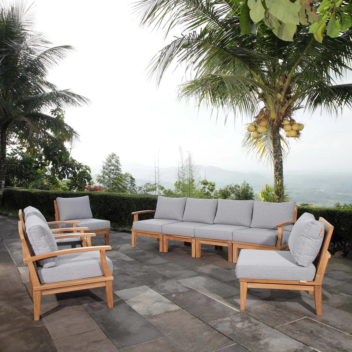 Marina 8-Piece Teak Outdoor Sofa Set with Weather-Resistant Cushions – Stylish and Durable Patio Furniture for Outdoor Living
