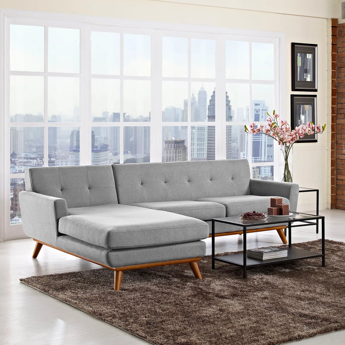 Engage Left-Facing Upholstered Fabric Sectional Sofa – The Perfect Blend of Style and Comfort