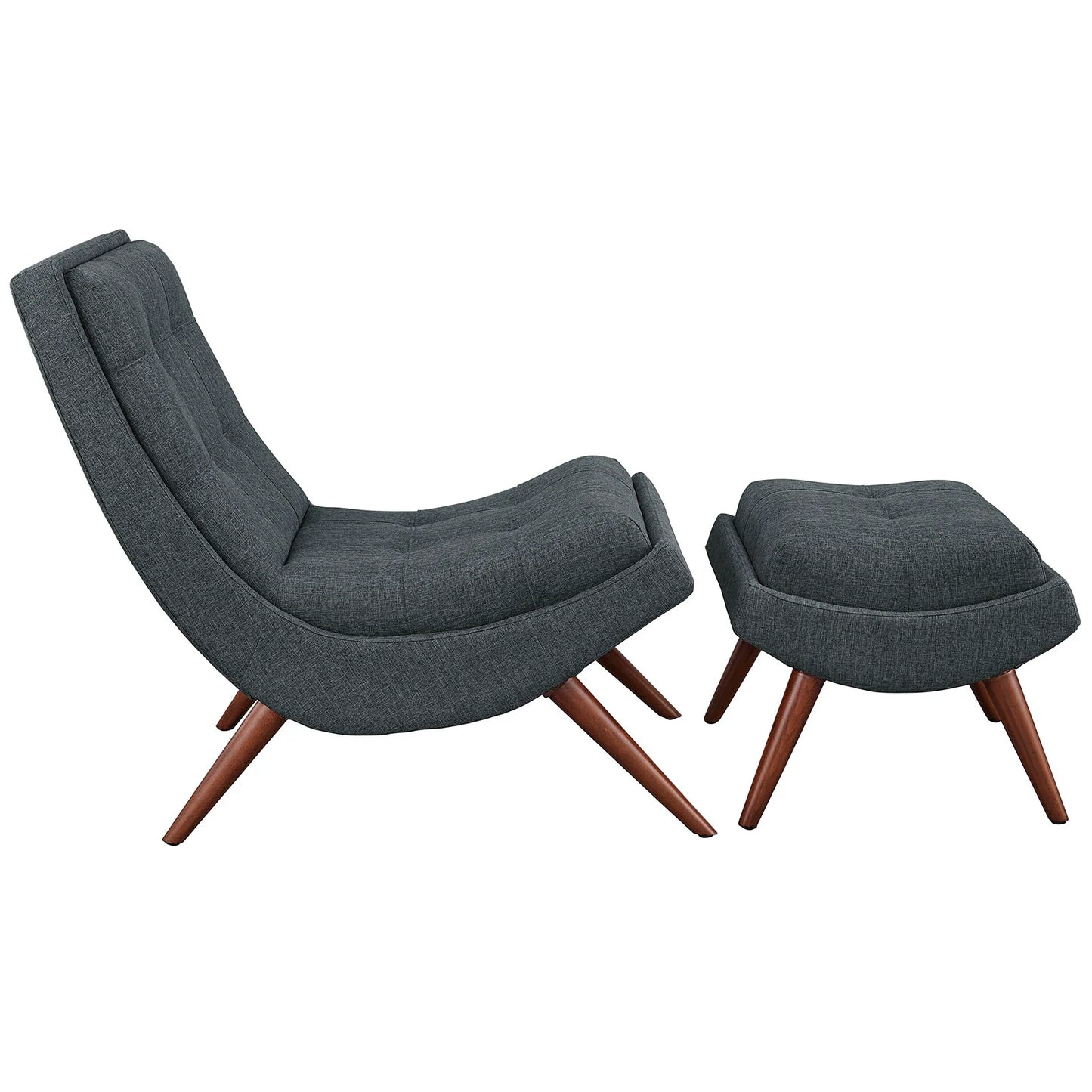 Ramp Modern Upholstered Lounge Chair Set with Ottoman