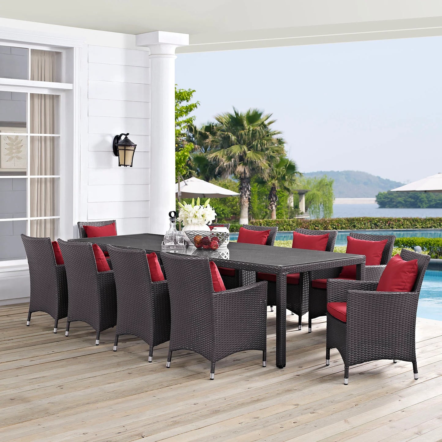 Convene 11-Piece Outdoor Patio Dining Set β All-Weather Wicker Furniture with Cushioned Chairs & Dining Table