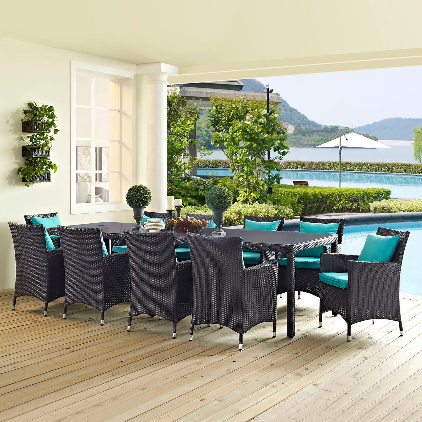 Convene 11-Piece Outdoor Patio Dining Set β All-Weather Wicker Furniture with Cushioned Chairs & Dining Table