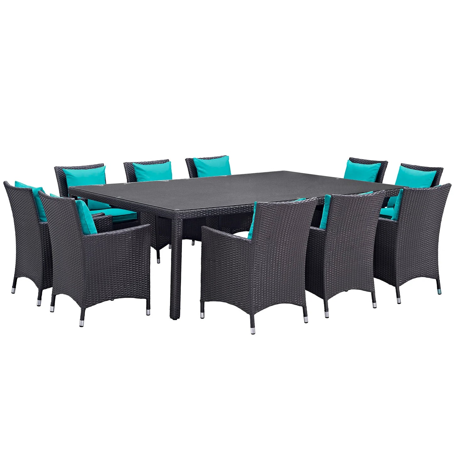 Convene 11-Piece Outdoor Patio Dining Set – All-Weather Wicker Sectional with Dining Table & Cushioned Chairs