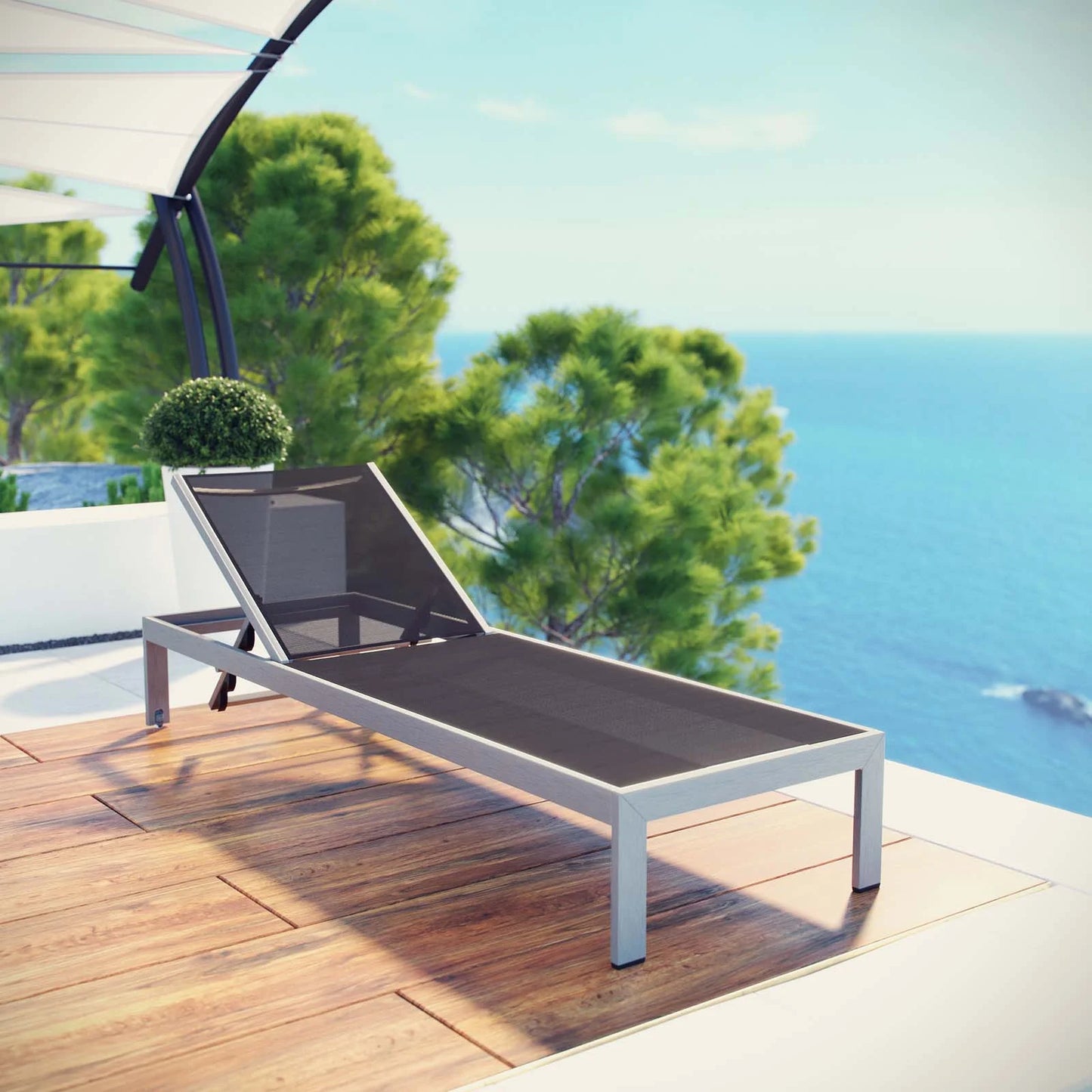 Shore Outdoor Patio Aluminum Mesh Chaise - Comfortable & Durable Lounge Chair for Outdoor Relaxation