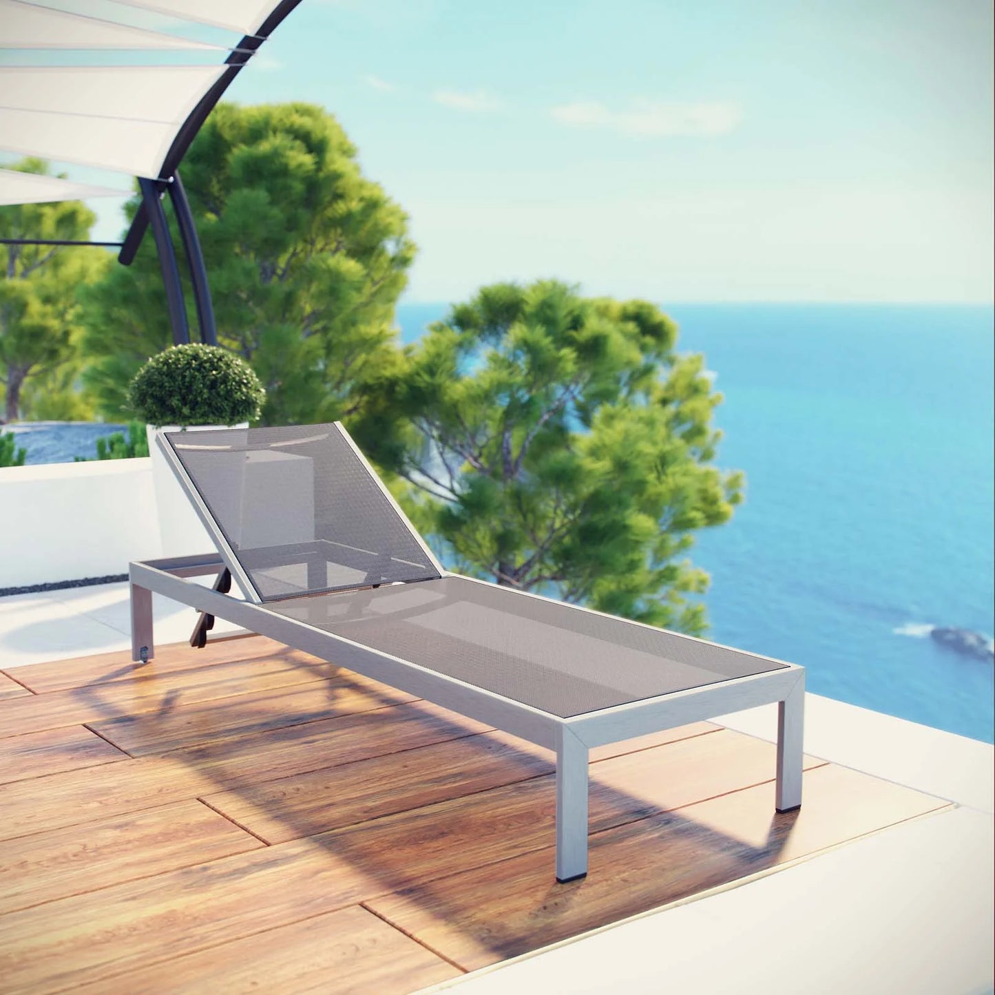 Shore Outdoor Patio Aluminum Mesh Chaise - Comfortable & Durable Lounge Chair for Outdoor Relaxation
