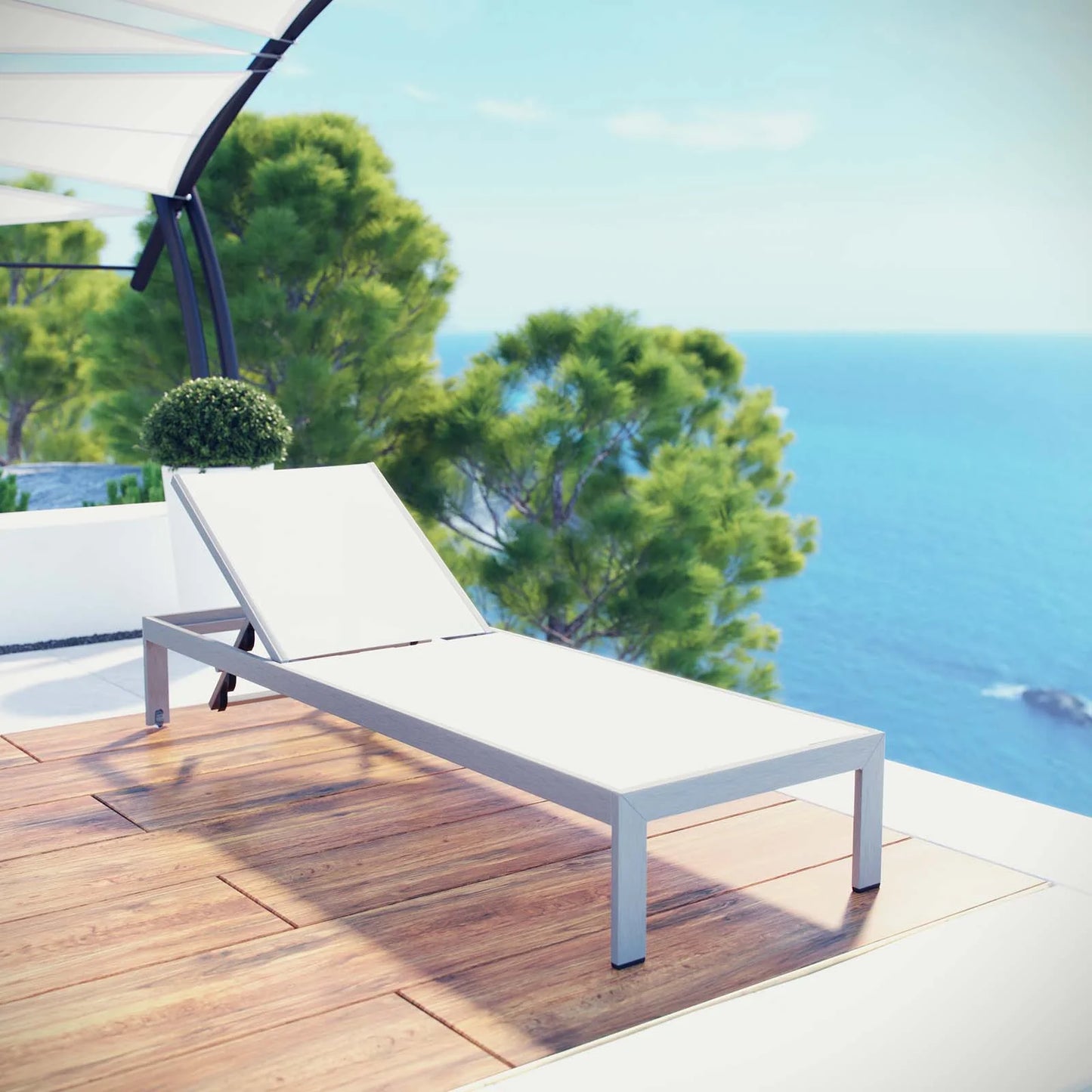 Shore Outdoor Patio Aluminum Mesh Chaise - Comfortable & Durable Lounge Chair for Outdoor Relaxation