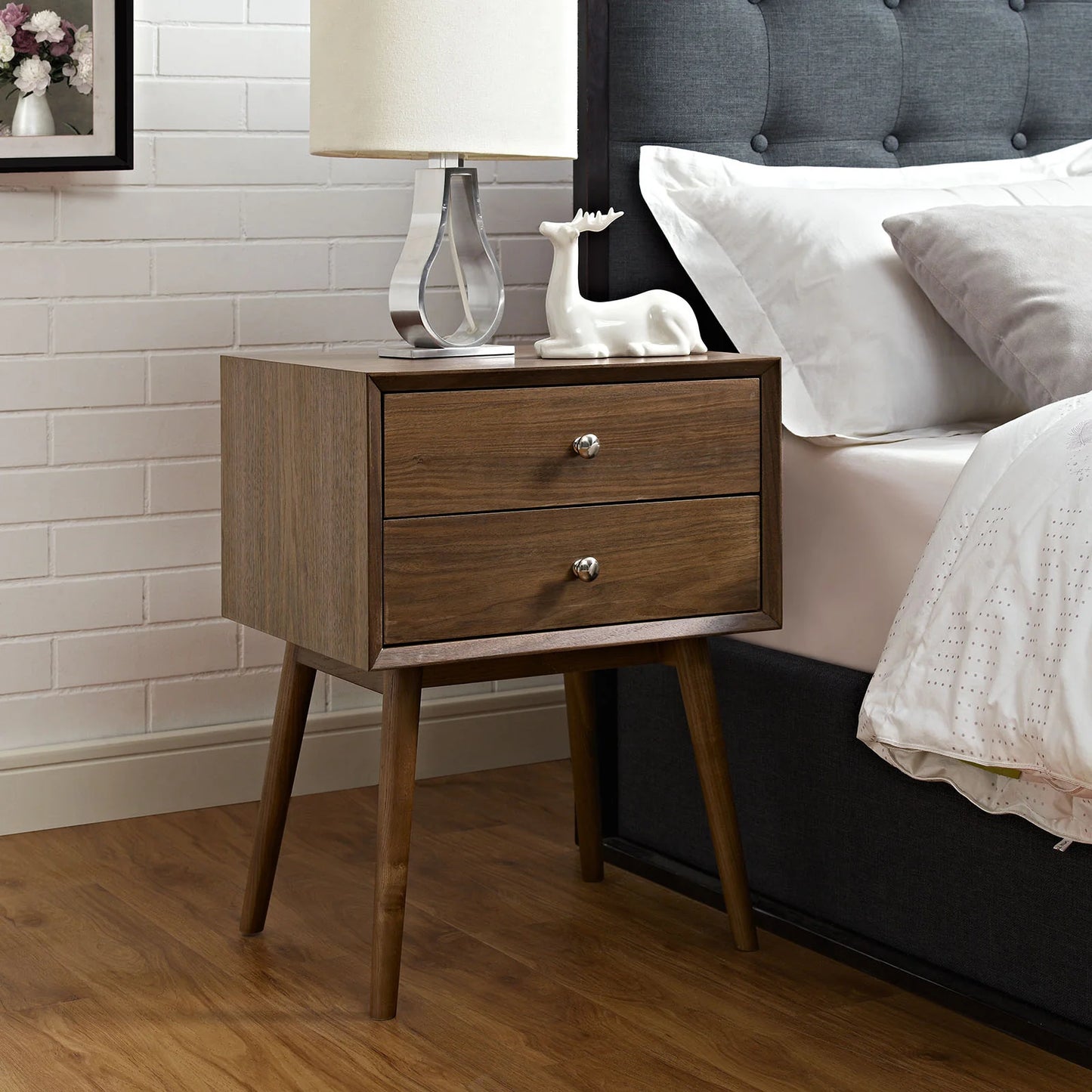 Dispatch Nightstand - Mid-Century Modern Design with Sleek Storage Drawers for Elegant Bedrooms in Natural Finish
