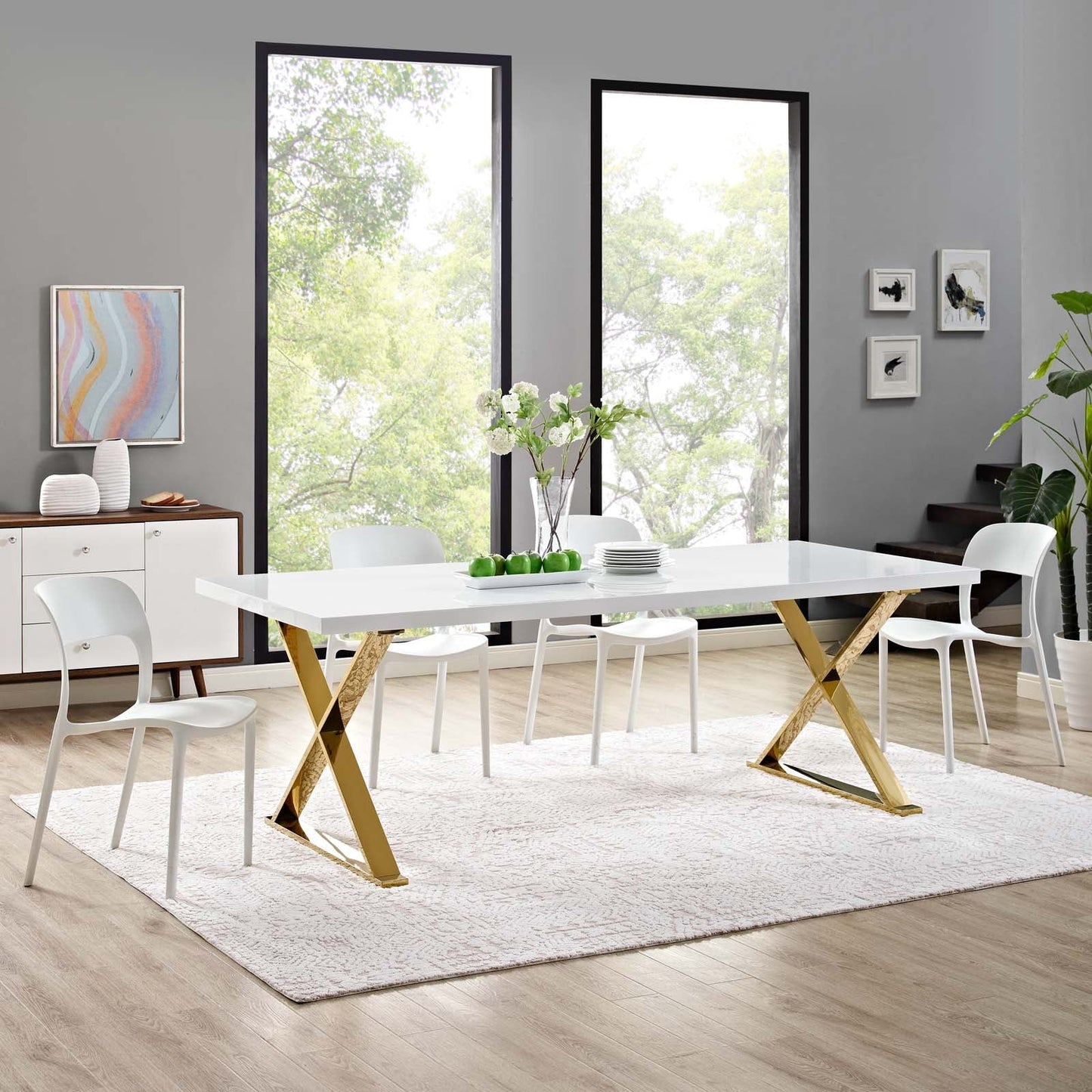 Sector Dining Table – Bold Geometry Meets White Gold Elegance