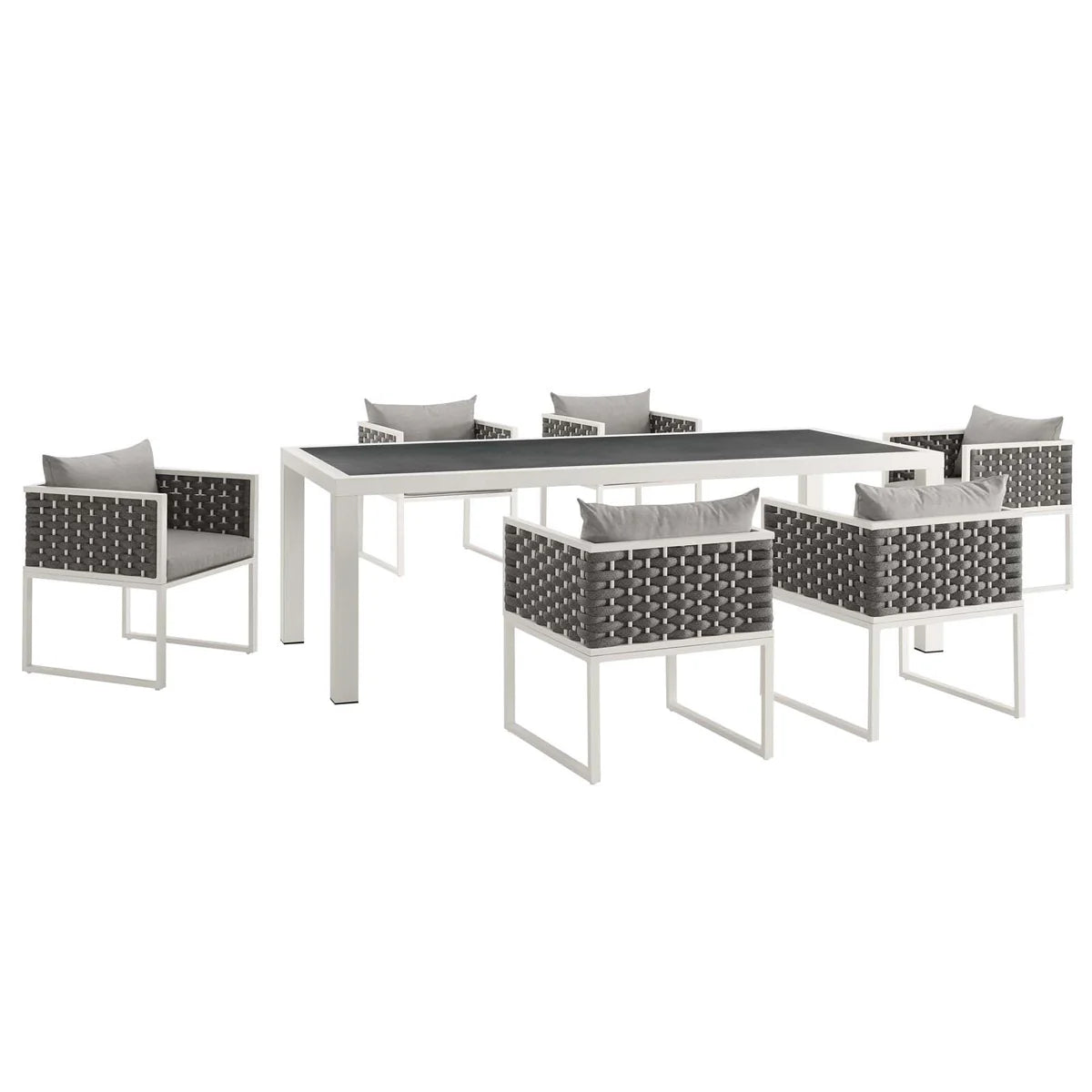 Stance 7-Piece Outdoor Patio Aluminum Dining Set - Sleek and Durable Dining for Modern Outdoor Entertaining