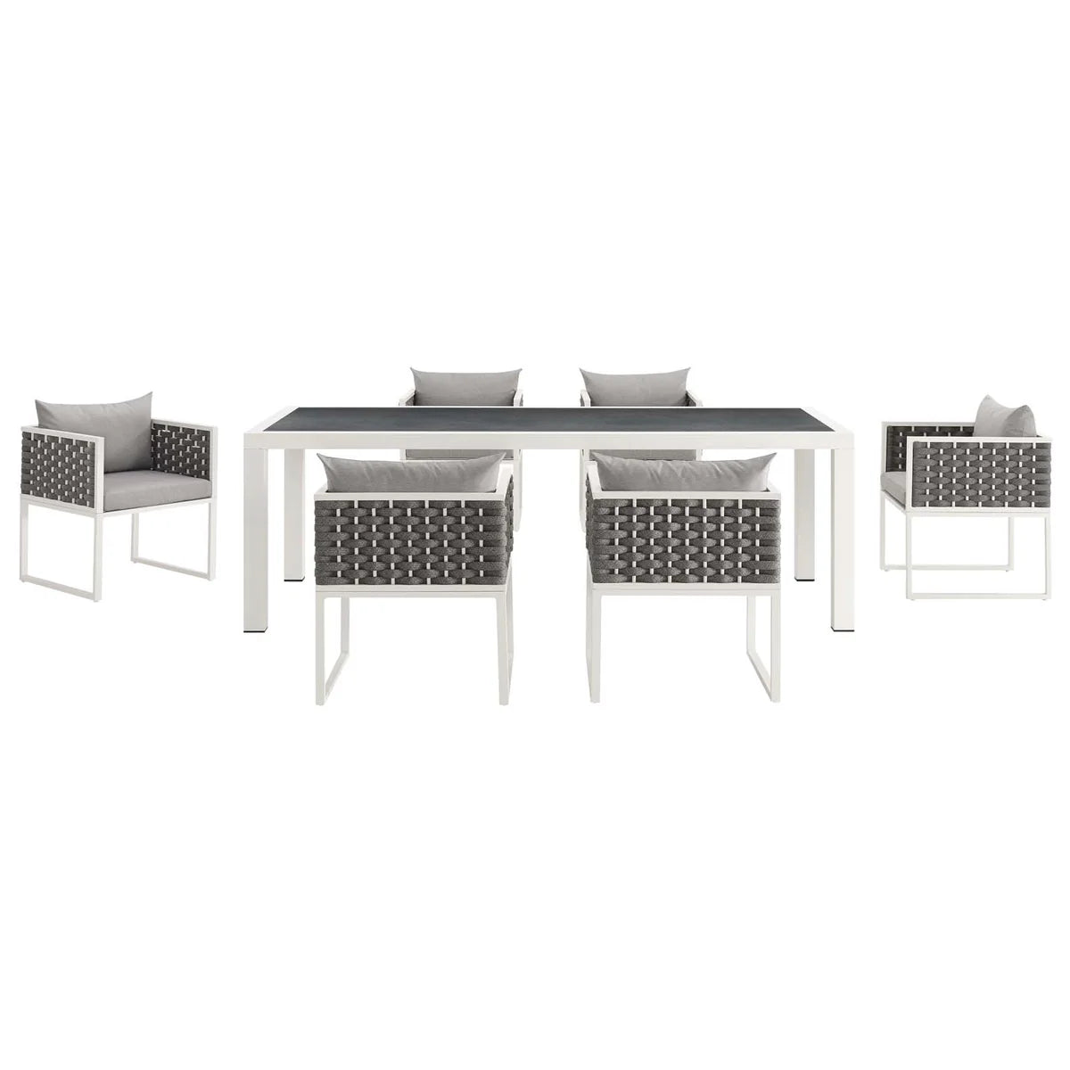 Stance 7-Piece Outdoor Patio Aluminum Dining Set - Sleek and Durable Dining for Modern Outdoor Entertaining