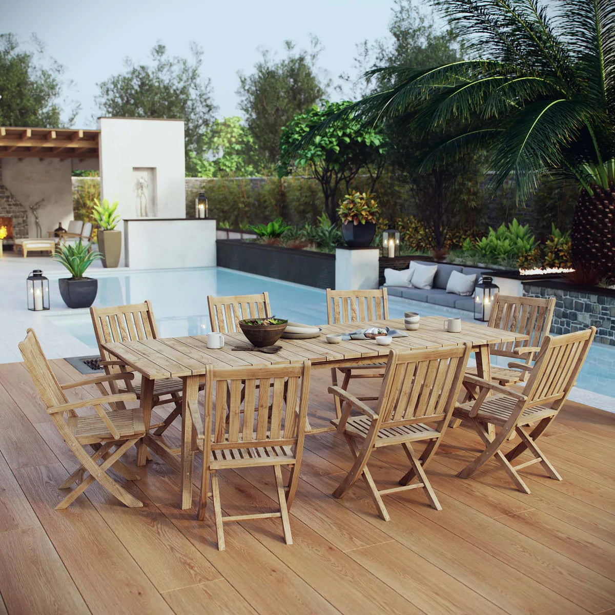 Marina 9-Piece Teak Outdoor Dining Set – Stylish and Durable Patio Furniture for Outdoor Dining