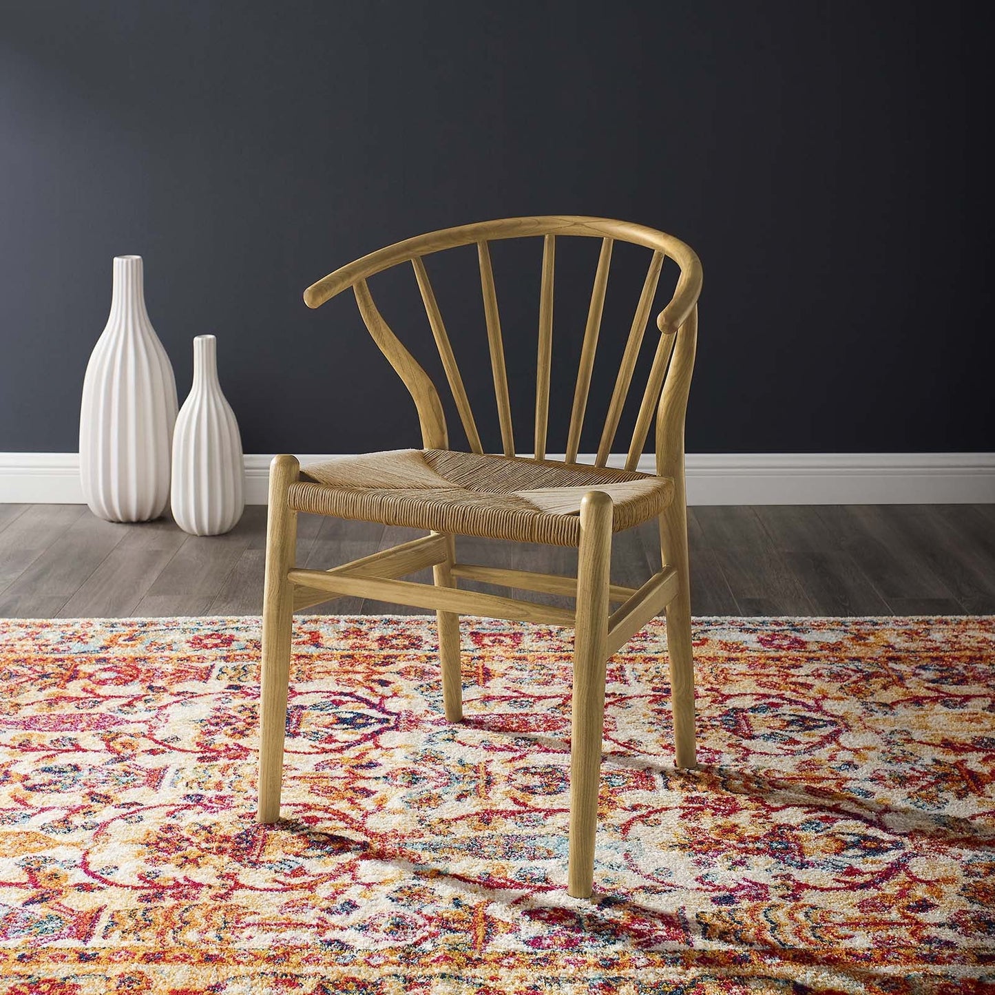 Flourish Spindle Dining Side Chair - Modern Farmhouse Design with Durable Paper Rope Seat for Comfort