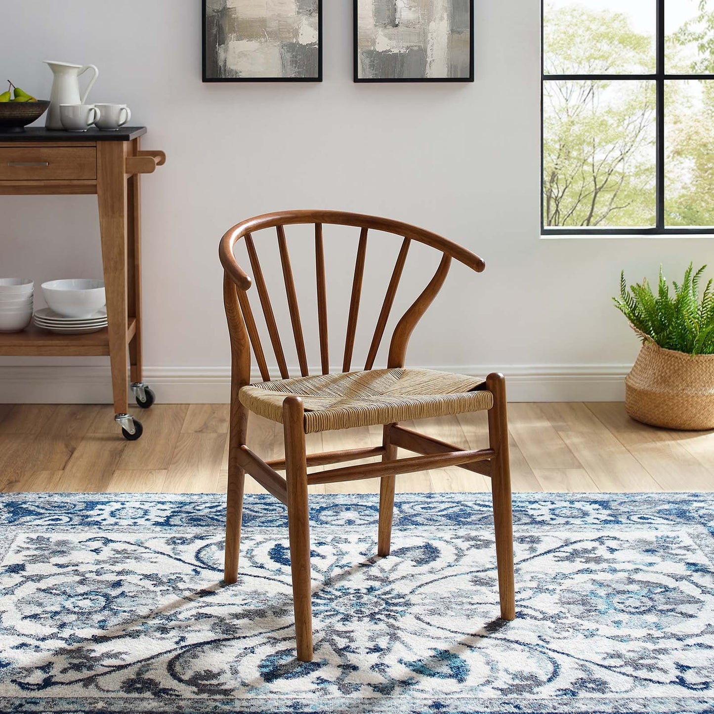 Flourish Spindle Dining Side Chair - Modern Farmhouse Design with Durable Paper Rope Seat for Comfort
