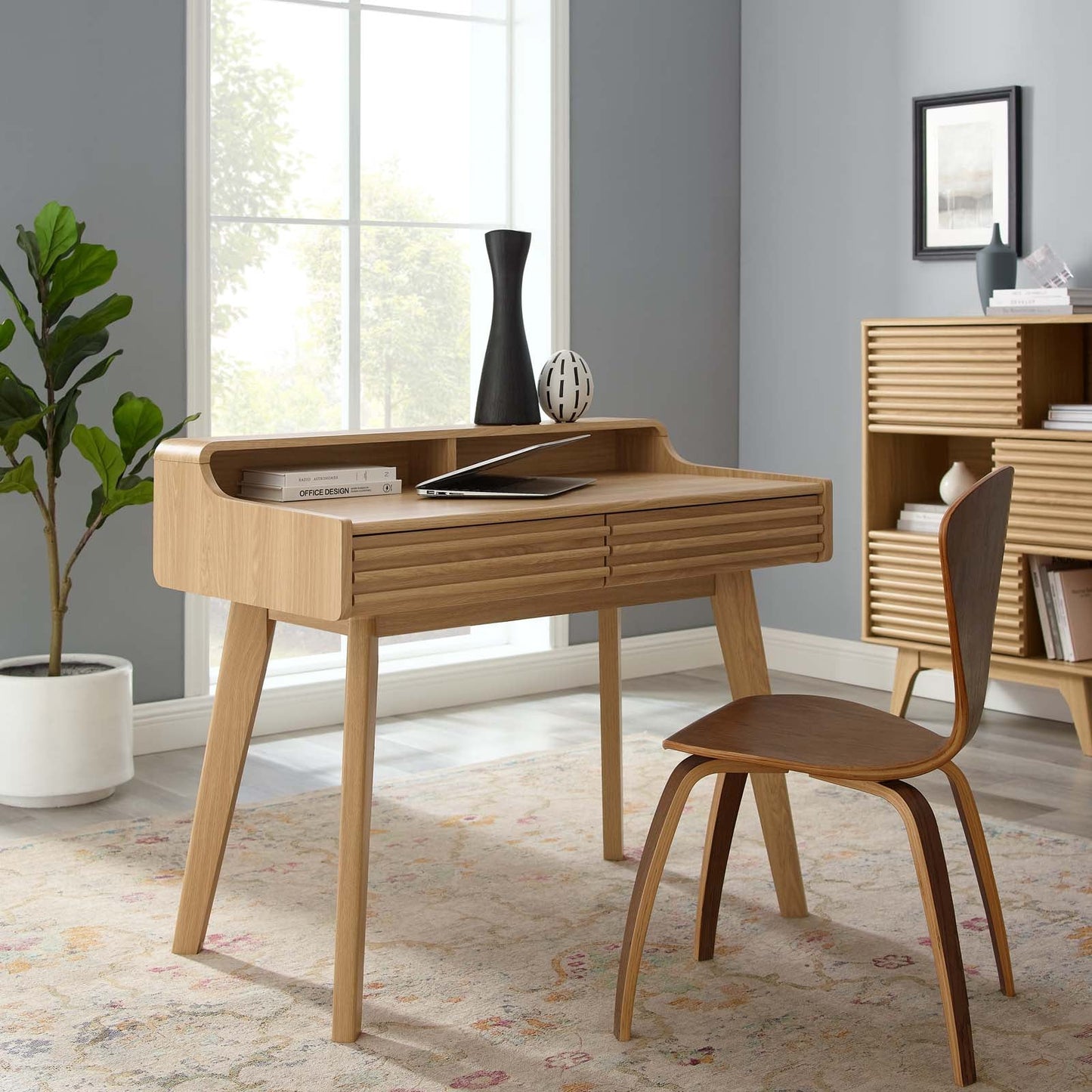 Render Writing Desk β Mid-Century Modern Style with Smooth Walnut Finish & Full-Extension Drawers
