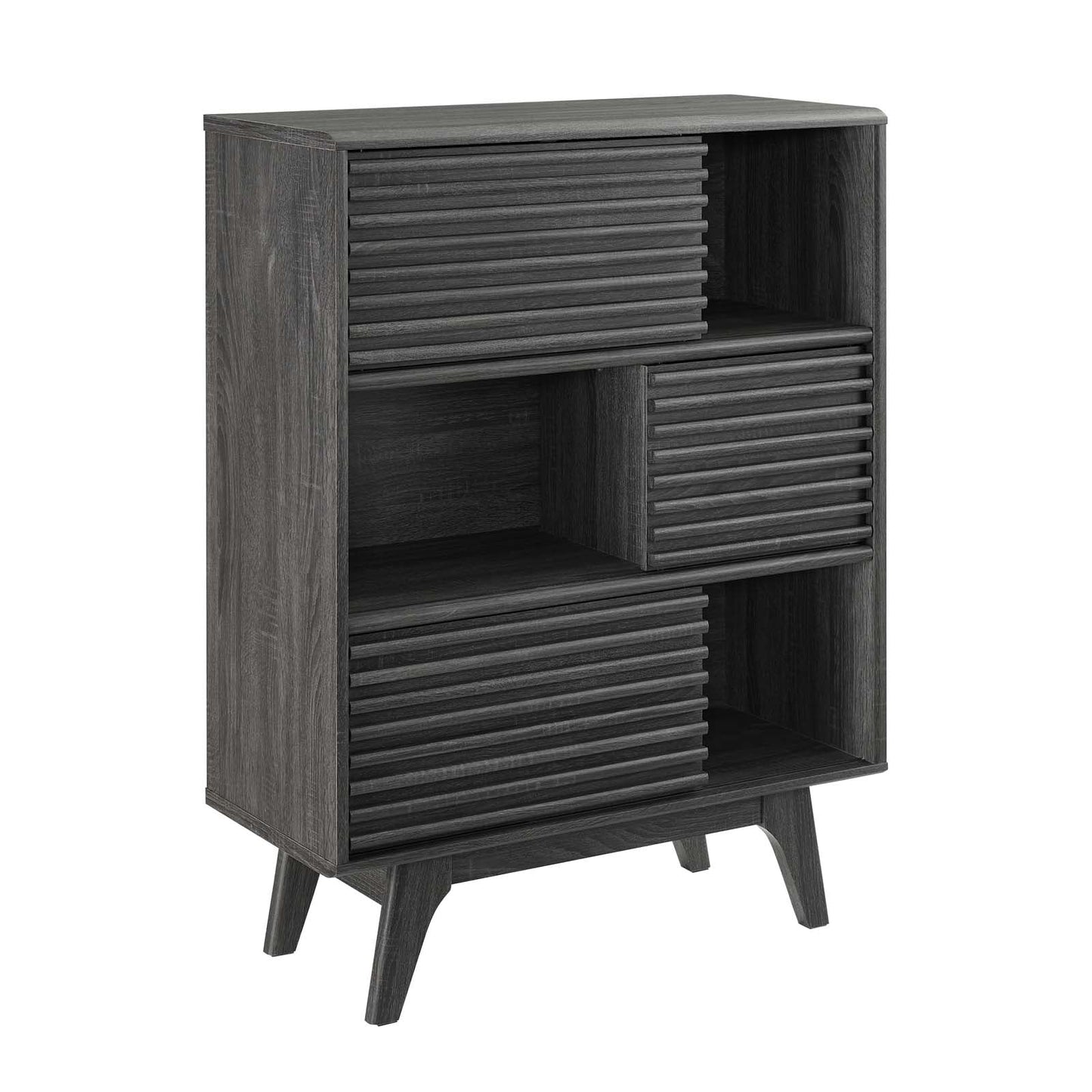 Render Three-Tier Display Storage Cabinet Stand – Modern Open Shelving Unit for Home or Office