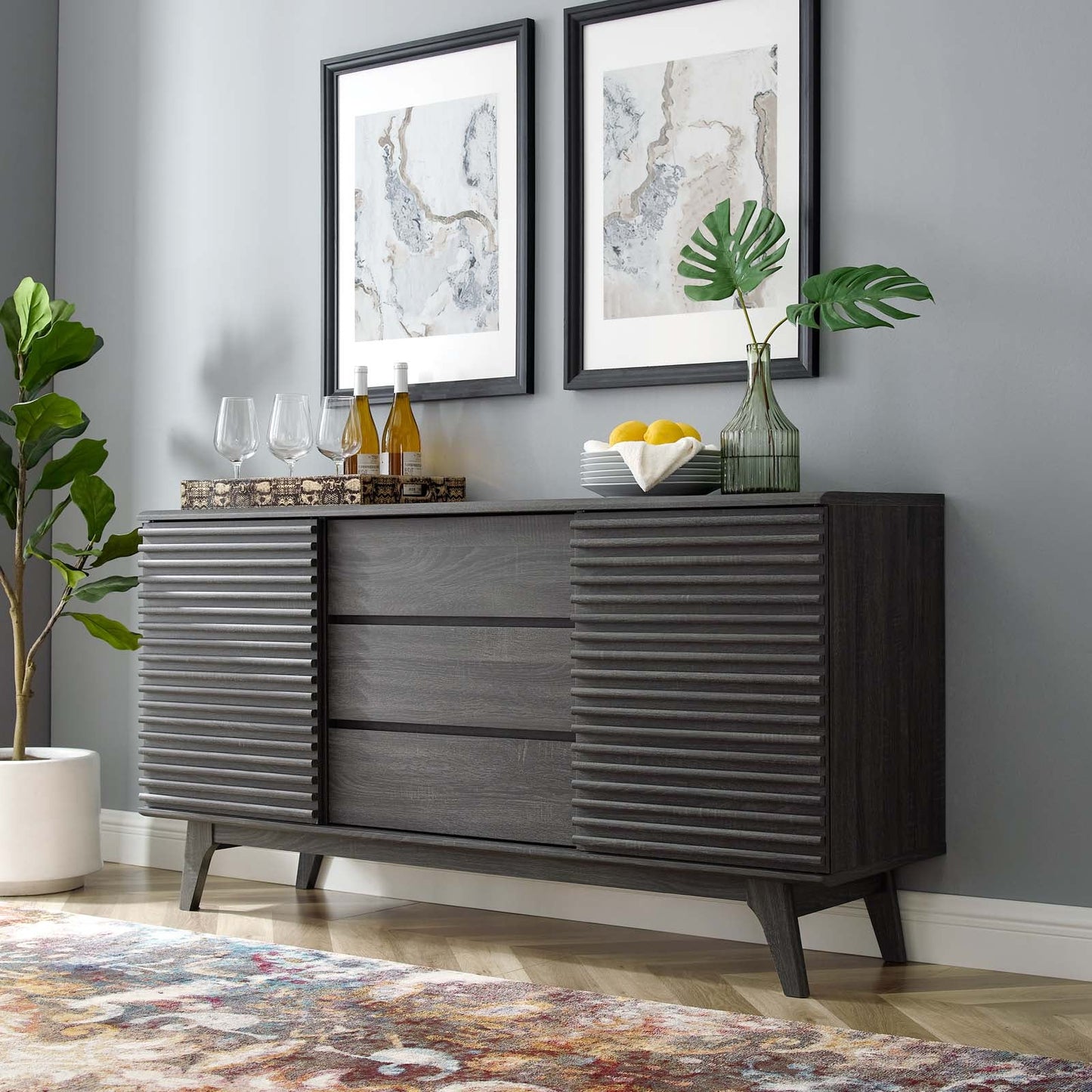 Render 63” Sideboard Buffet Table & TV Stand – Stylish Storage for Living Room or Dining Area