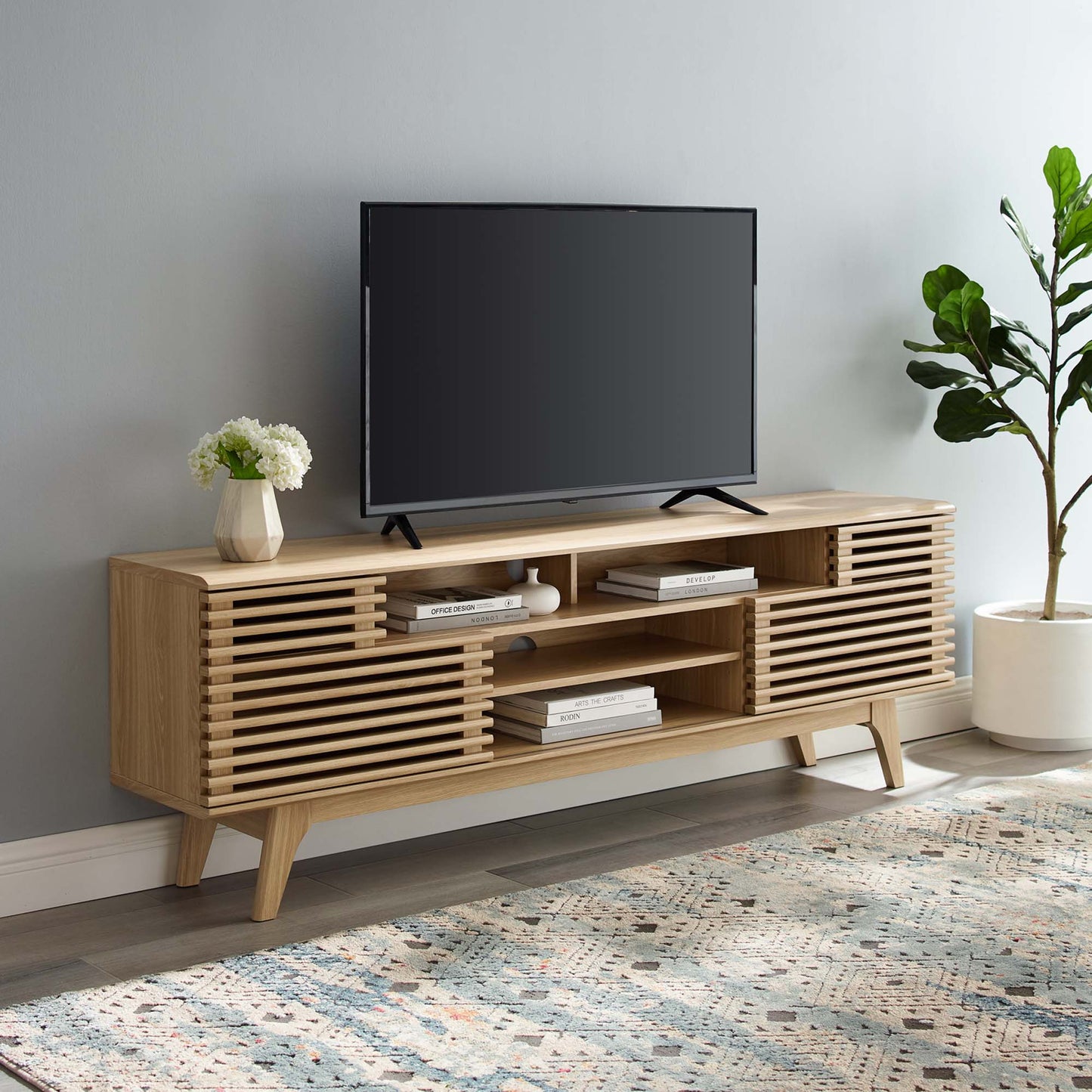 Render 71" Media Console TV Stand - Modern Storage TV Console with Sleek Design