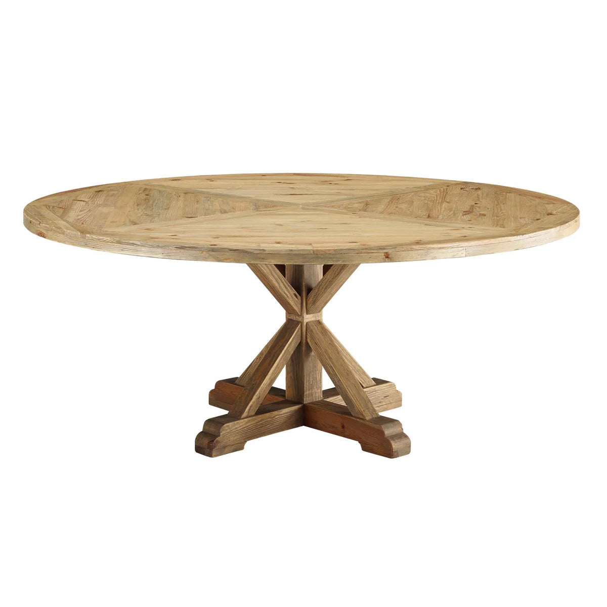 Stitch 71" Round Pine Dining Table – The Perfect Blend of Warmth and Modern Design