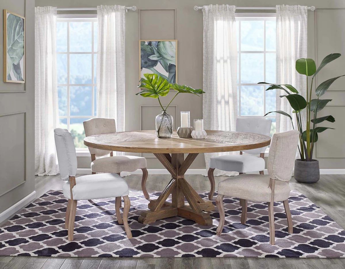 Stitch 71" Round Pine Dining Table – The Perfect Blend of Warmth and Modern Design