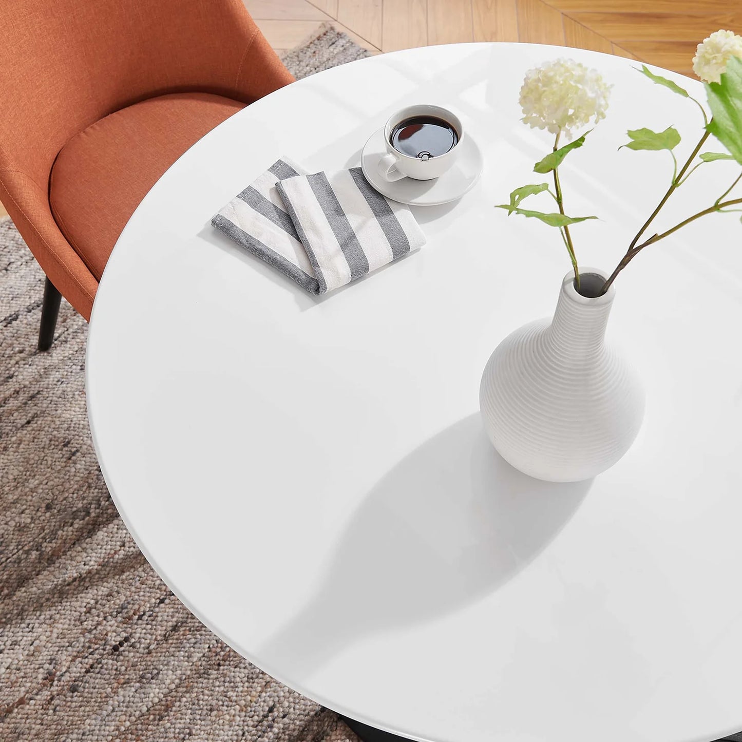 Lippa 36" Modern Dining Table – Features a glossy MDF top with a sleek metal base perfect for contemporary dining spaces.