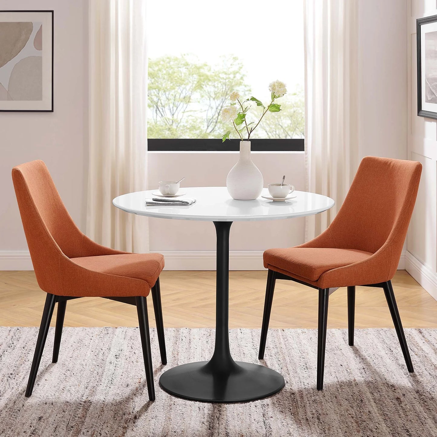 Lippa 36" Modern Dining Table – Features a glossy MDF top with a sleek metal base perfect for contemporary dining spaces.