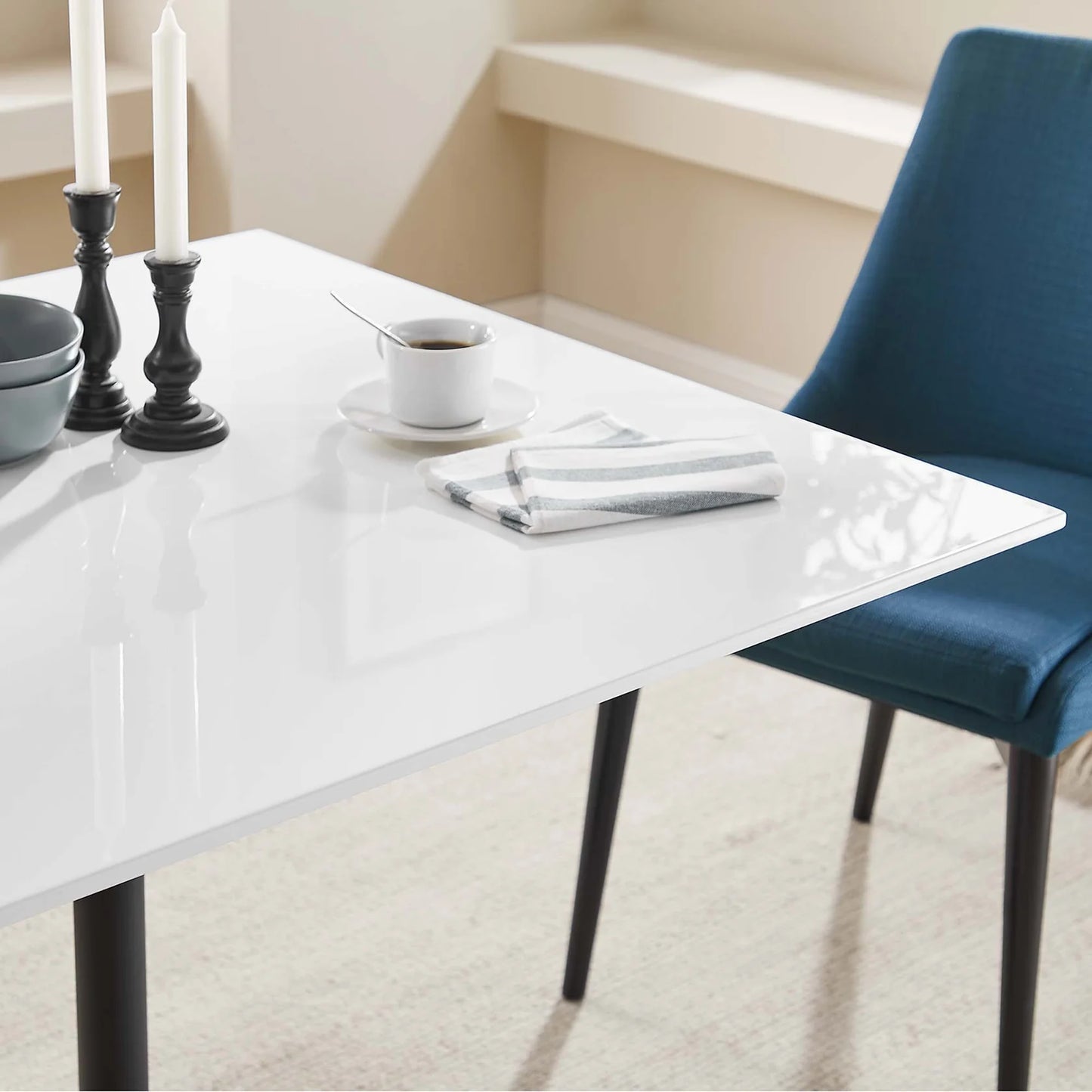 Lippa 36" Modern Dining Table – Features a glossy MDF top with a sleek metal base perfect for contemporary dining spaces.