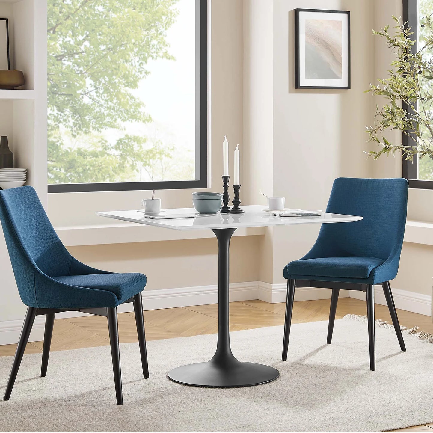 Lippa 36" Modern Dining Table – Features a glossy MDF top with a sleek metal base perfect for contemporary dining spaces.