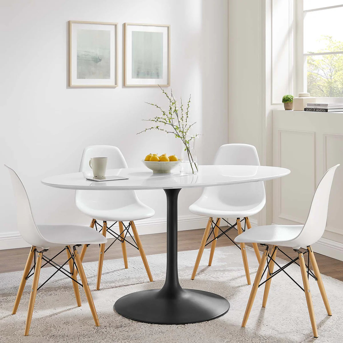 Lippa 60" Oval Wood Dining Table β Mid-Century Style