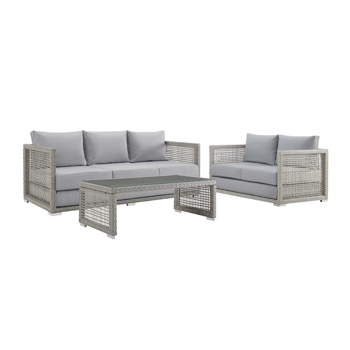 Aura 3-Piece Outdoor Patio Wicker Rattan Set - Stylish and Comfortable Seating for Your Outdoor Oasis