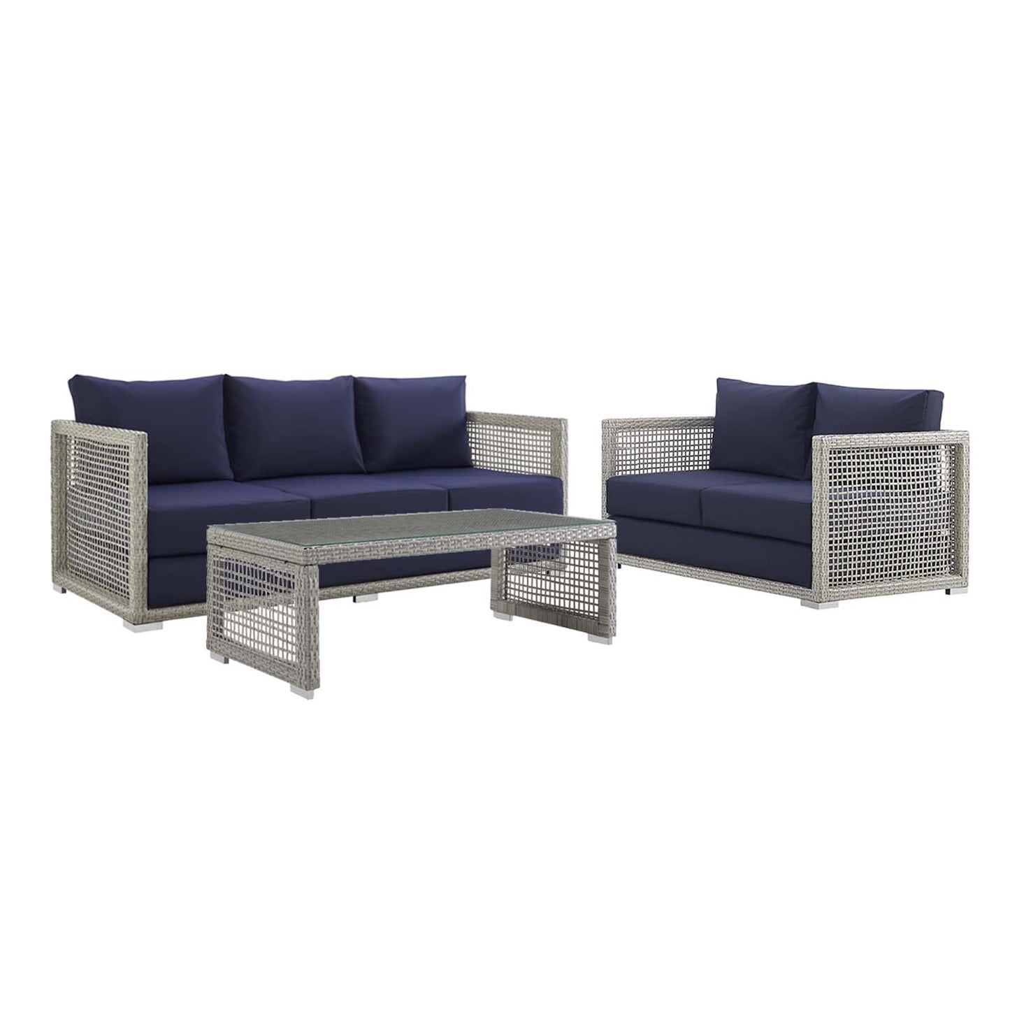 Aura 3-Piece Outdoor Patio Wicker Rattan Set - Stylish and Comfortable Seating for Your Outdoor Oasis