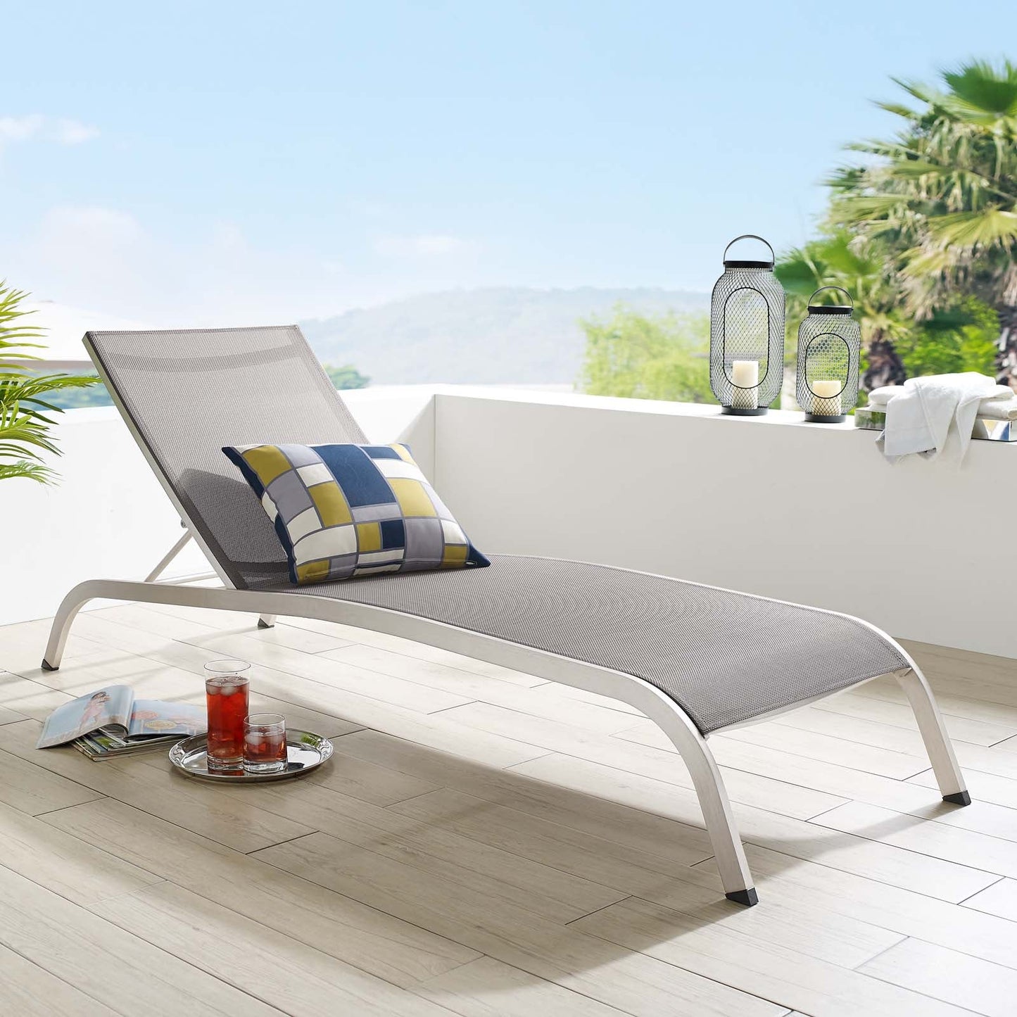 Savannah Mesh Chaise Outdoor Patio Aluminum Lounge Chair - Comfortable & Stylish Lounge Seating for Outdoors