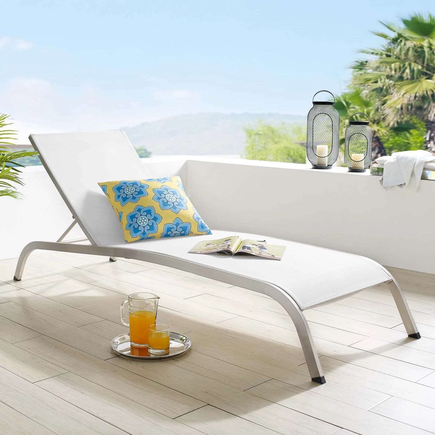 Savannah Mesh Chaise Outdoor Patio Aluminum Lounge Chair - Comfortable & Stylish Lounge Seating for Outdoors