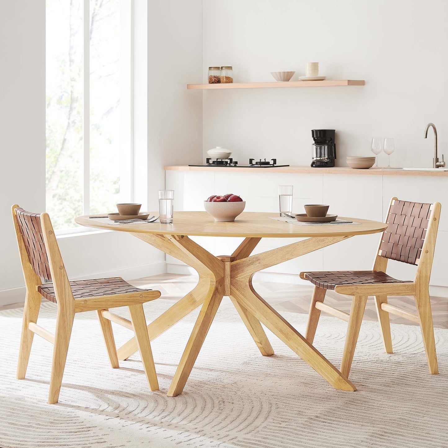 Crossroads 63" Oval Wood Dining Table β Mid-Century Modern Style, Seats 6, Durable Construction