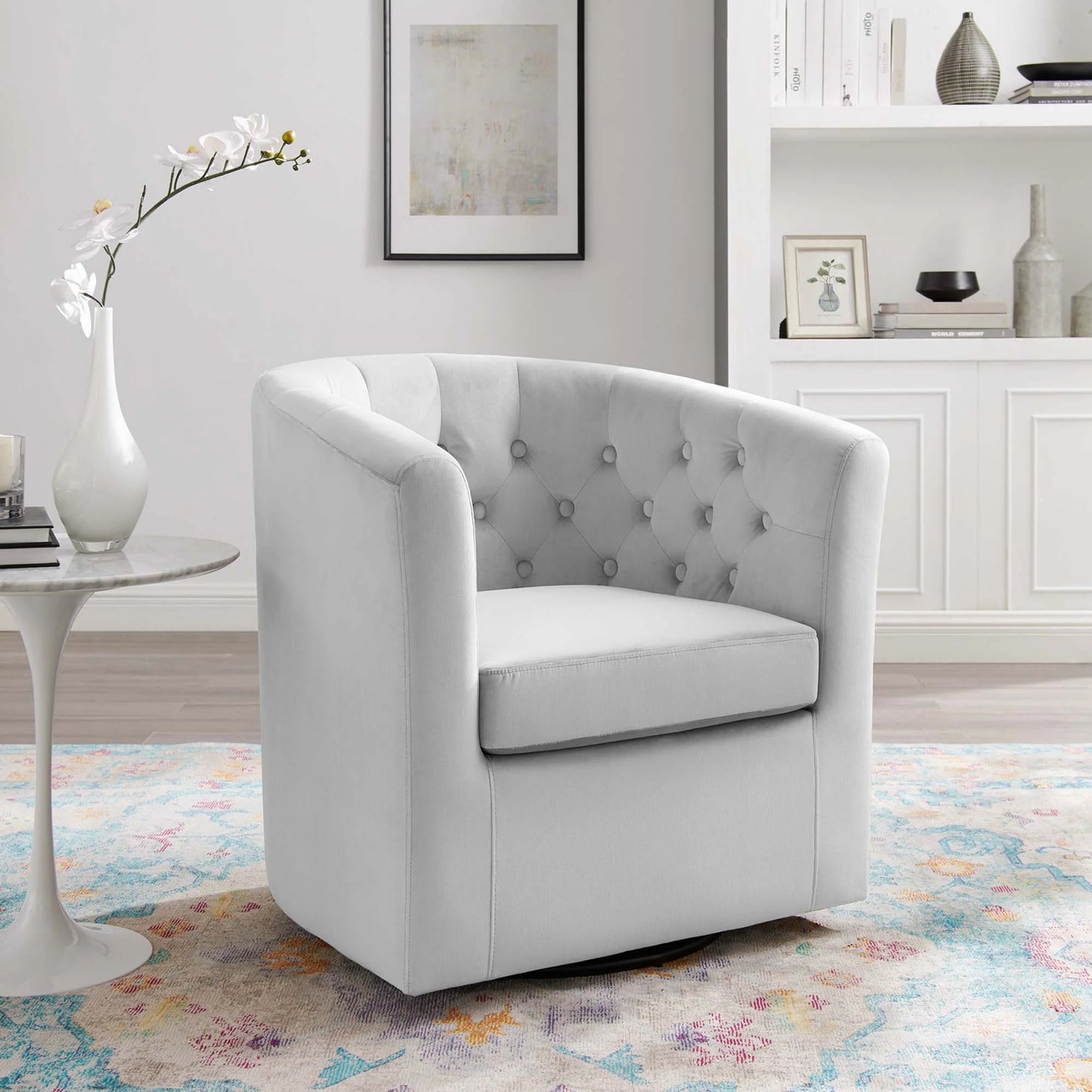 Prospect Tufted Performance Velvet Swivel Armchair - Elegant and Comfortable Seating with a Stylish Swivel Design for Modern Interiors