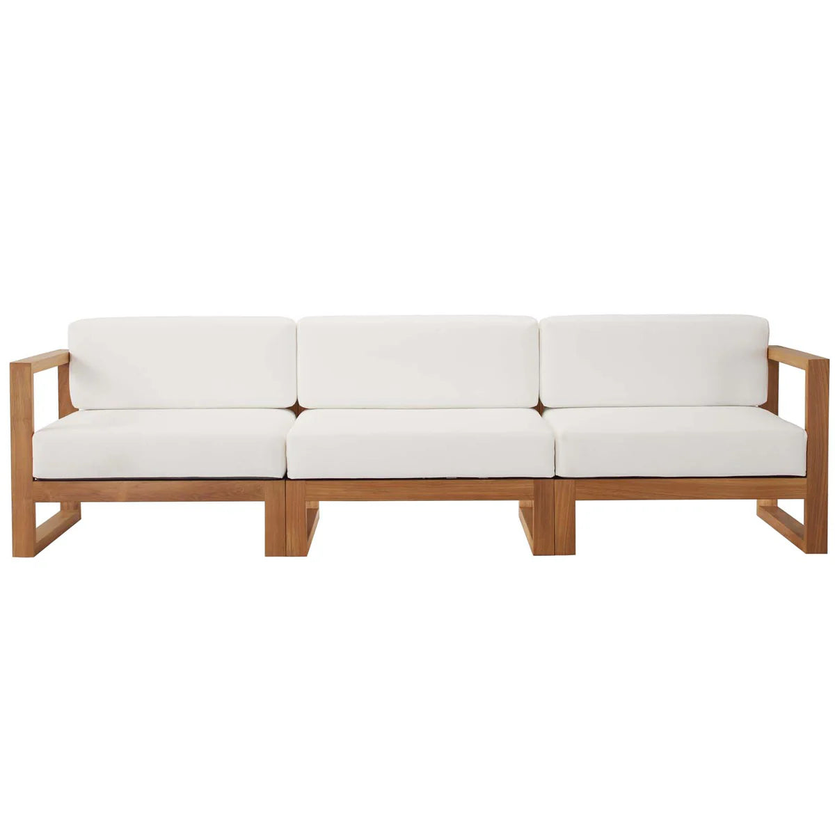 Upland 3-Piece Outdoor Patio Teak Wood Sectional Sofa Set in Natural White - Elegant and Durable Seating for Luxurious Outdoor Spaces