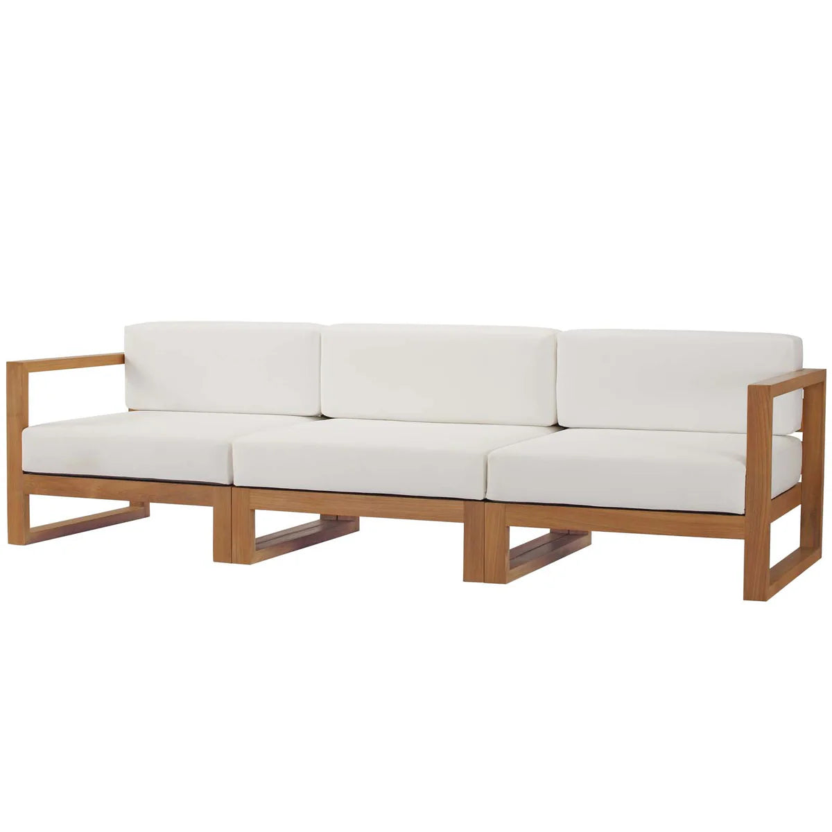 Upland 3-Piece Outdoor Patio Teak Wood Sectional Sofa Set in Natural White - Elegant and Durable Seating for Luxurious Outdoor Spaces