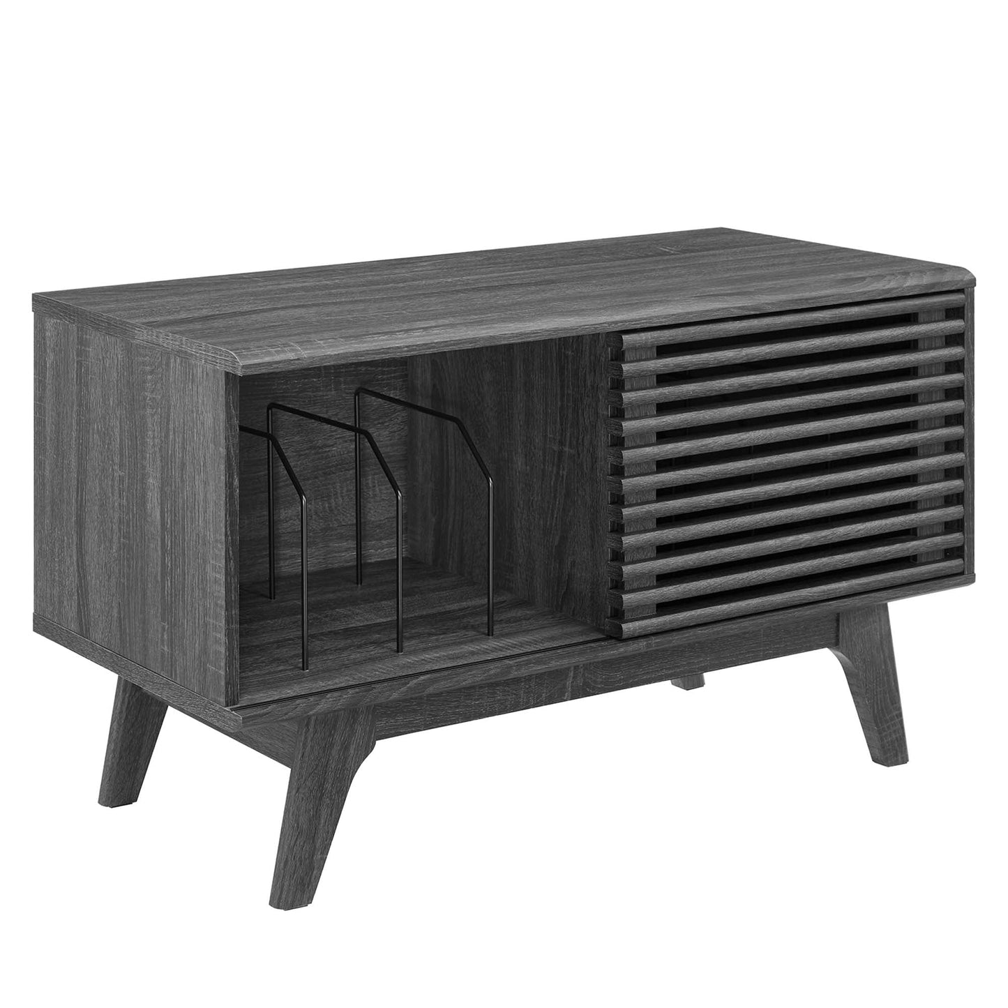 Render Vinyl Record Display Stand - Modern LP Storage & Turntable Console