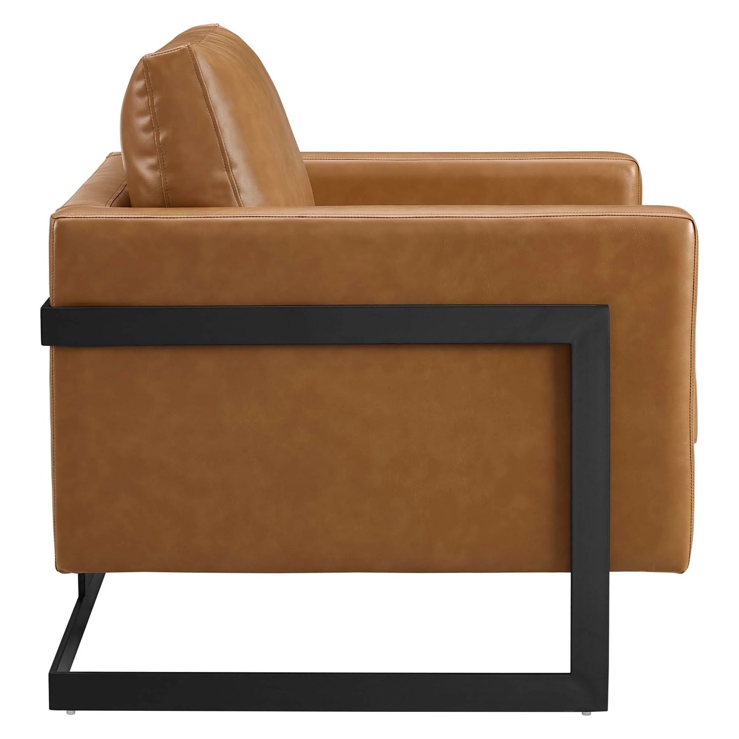 Posse Vegan Leather Accent Chair in Black and Tan – Modern Faux Leather Armchair