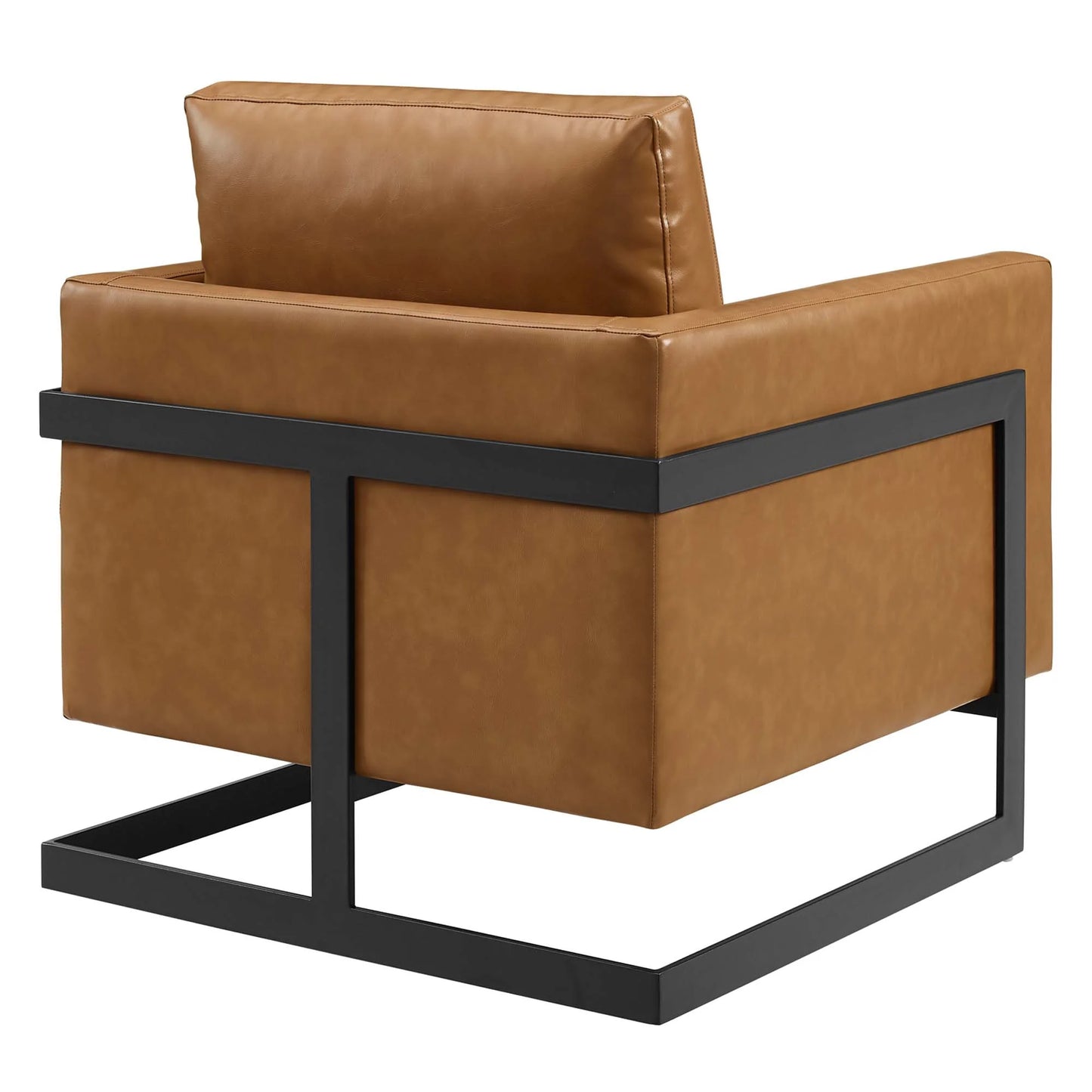 Posse Vegan Leather Accent Chair in Black and Tan – Modern Faux Leather Armchair