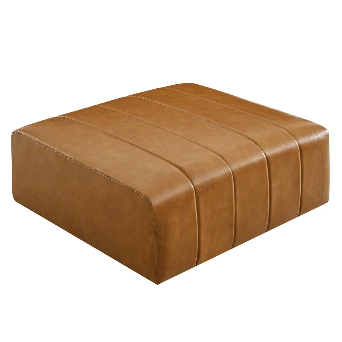 Bartlett Vegan Leather Ottoman in Tan – Stylish and Versatile Accent Piece with Eco-Friendly Appeal for Modern Interiors