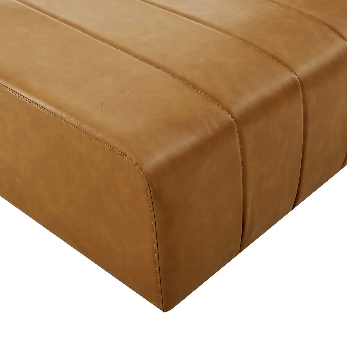 Bartlett Vegan Leather Ottoman in Tan – Stylish and Versatile Accent Piece with Eco-Friendly Appeal for Modern Interiors