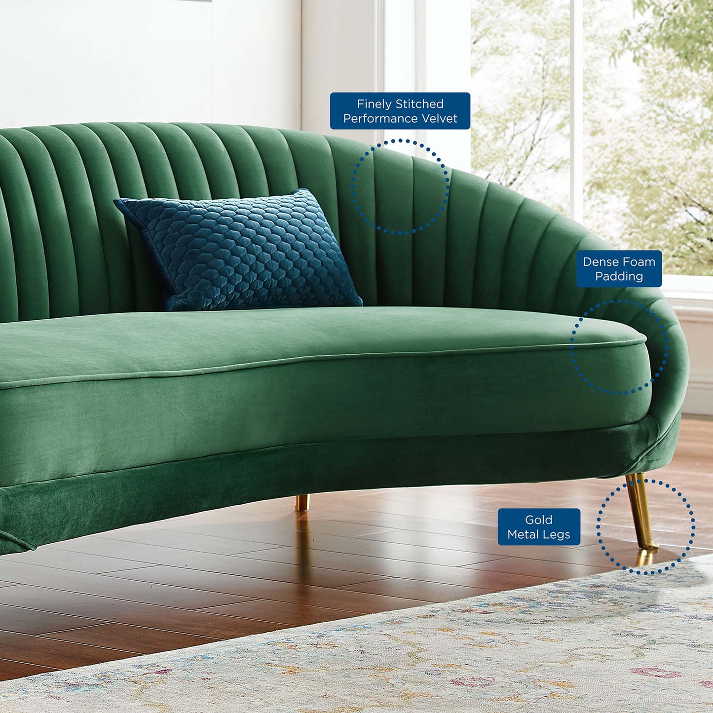 Camber Channel Tufted Performance Velvet Sofa - Stylish and Comfortable Seating with a Luxurious Velvet Finish for Modern Living Rooms