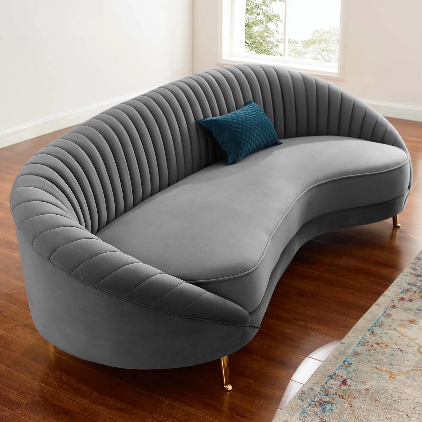 Camber Channel Tufted Performance Velvet Sofa - Stylish and Comfortable Seating with a Luxurious Velvet Finish for Modern Living Rooms